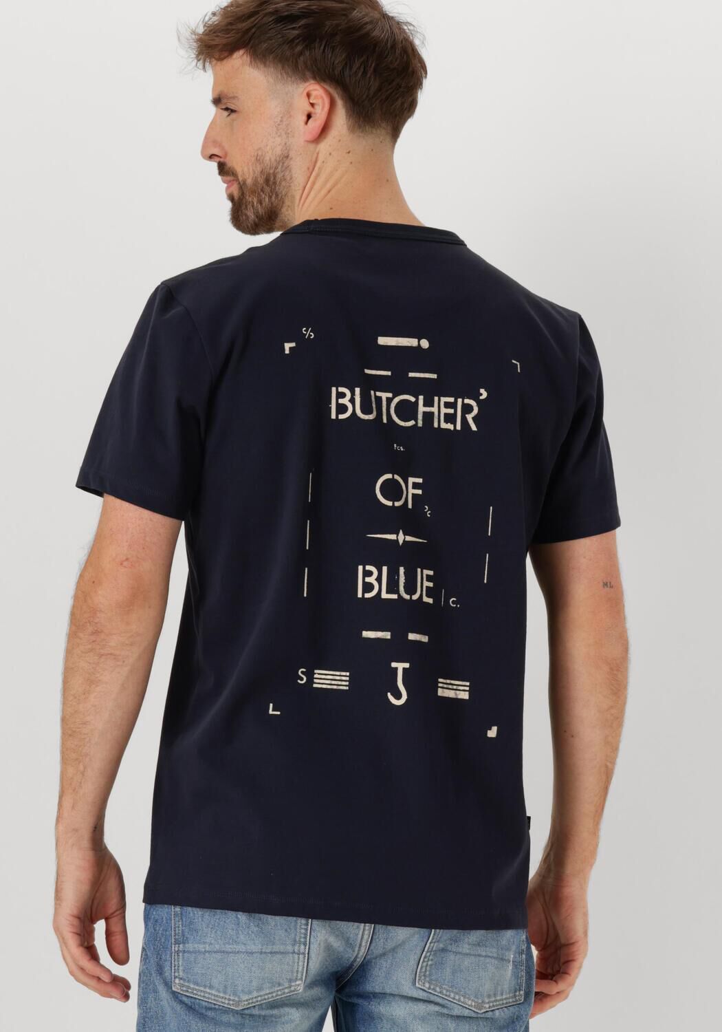 BUTCHER OF BLUE Heren Polo's & T-shirts Army Stencil Tee Donkerblauw