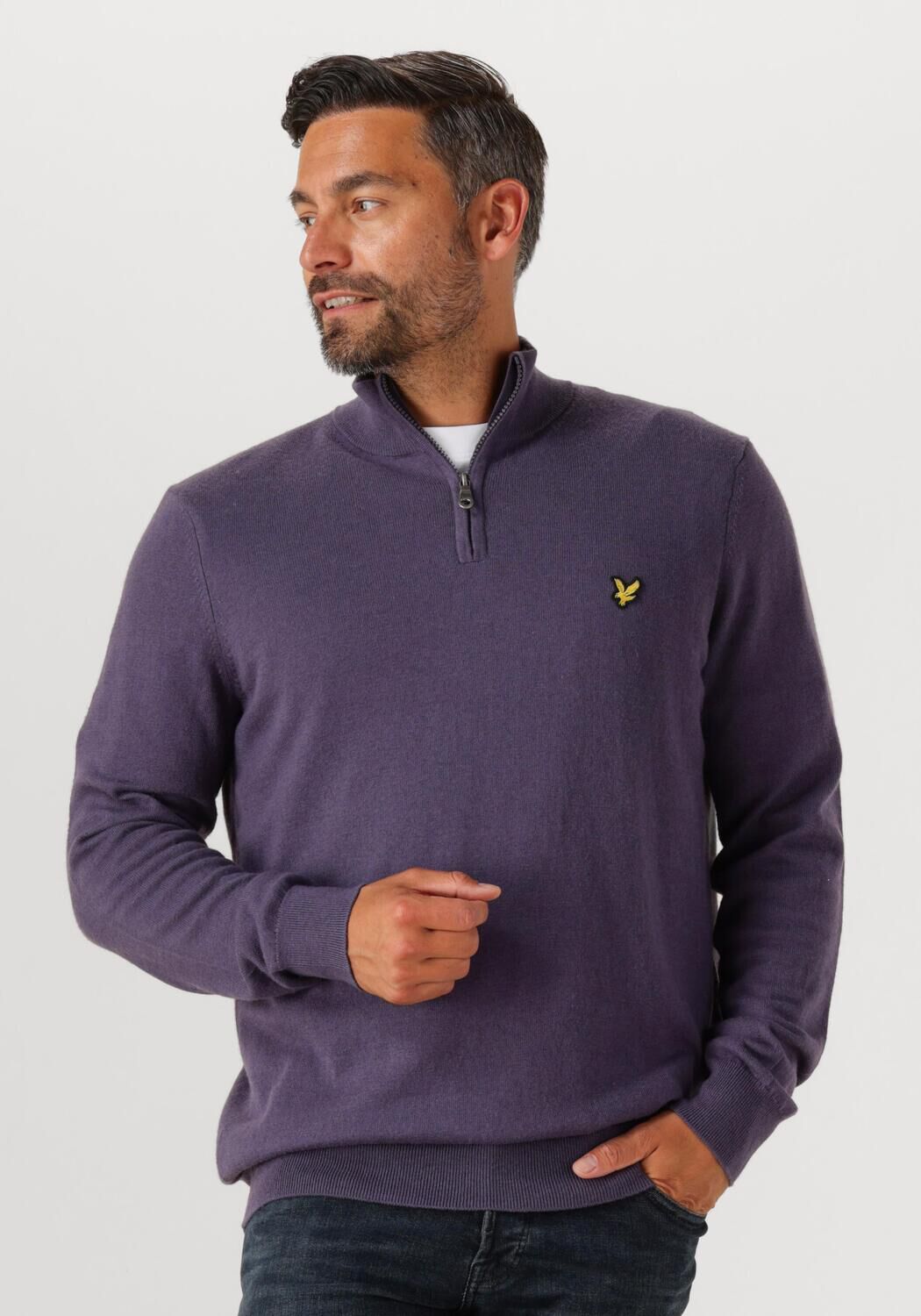 Paarse LYLE & SCOTT Trui COTTON MERINO QUARTER ZIP JUMPER | Omoda