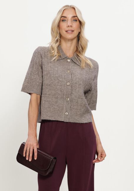 Taupe SUMMUM Trui SHORT CARDIGAN SOFT - large