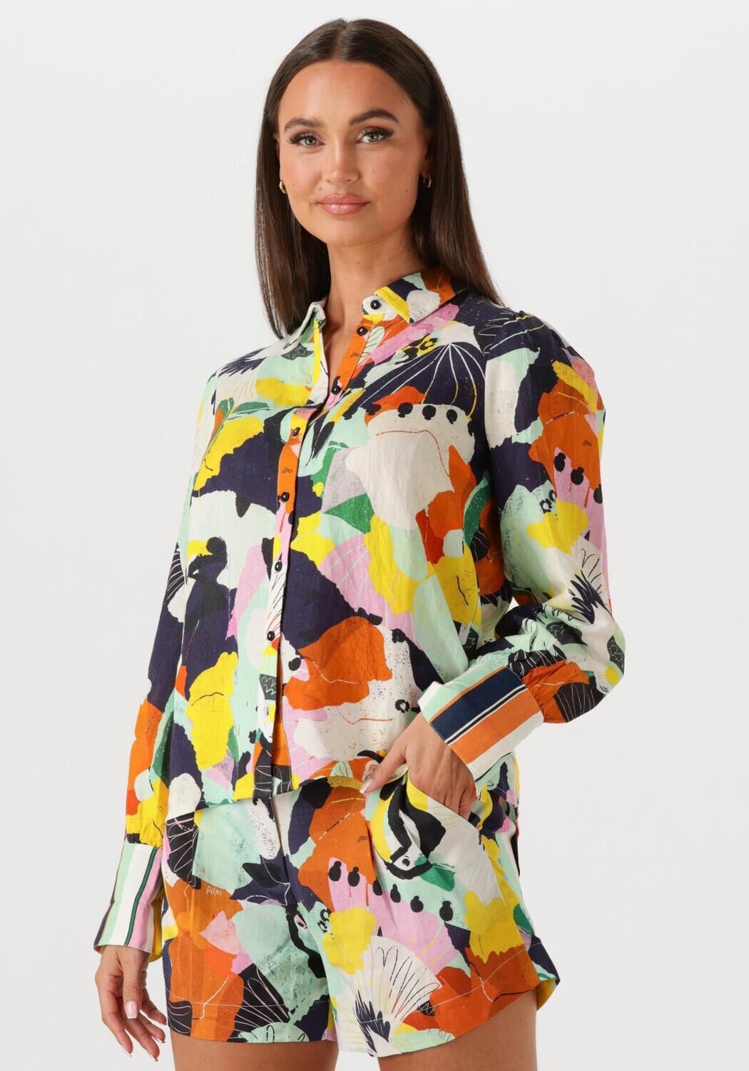 POM AMSTERDAM Dames Blouses Paradise Linen Multi