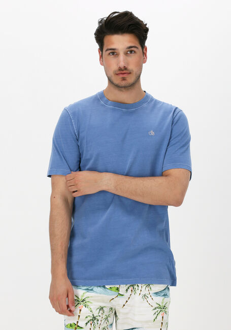 Lichtblauwe SCOTCH & SODA T-shirt GARMENT-DYED CREWNECK TEE WITH EMBROIDERY LOGO - large
