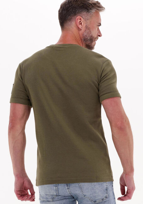 Olijf CALVIN KLEIN T-shirt MONOGRAM BADGE WAFFLE SS TEE - large