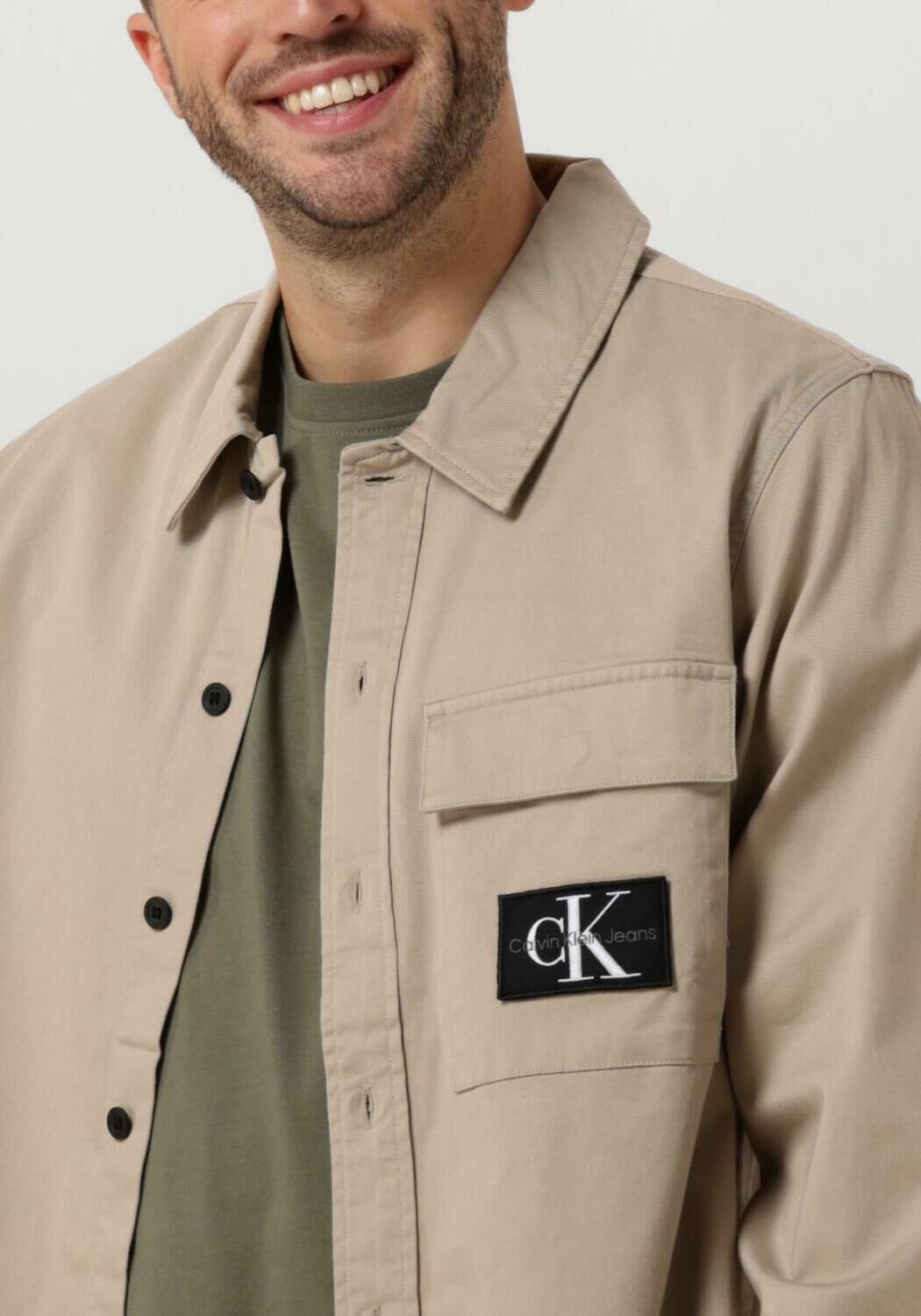 CALVIN KLEIN Heren Overhemden Utility Shirt Taupe