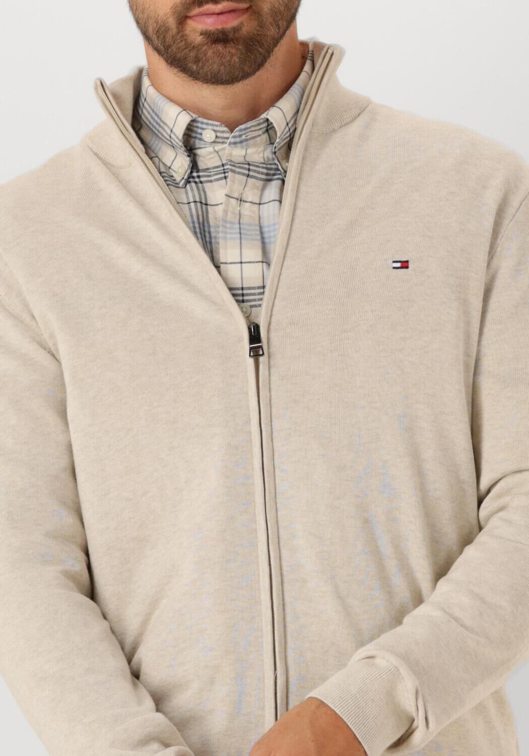 TOMMY HILFIGER Heren Truien & Vesten Essential Cotton Zip Thru Beige
