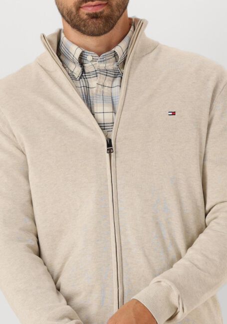 Beige TOMMY HILFIGER Trui ESSENTIAL COTTON ZIP THRU - large