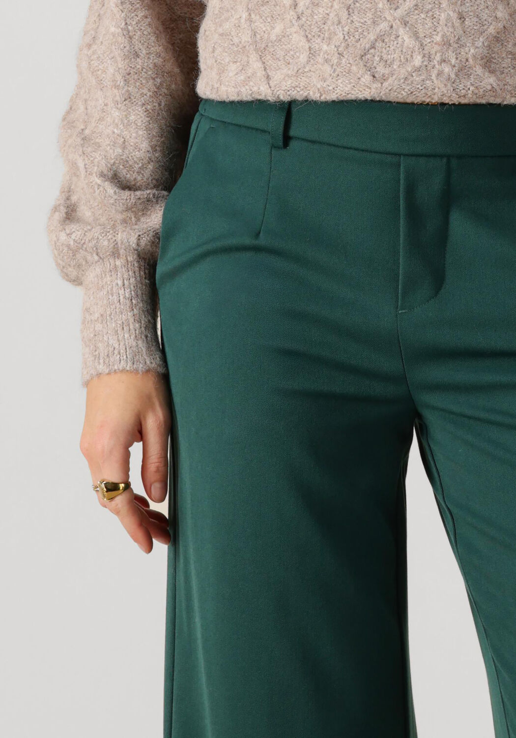 Donkergroene OBJECT Wijde broek OBJLISA WIDE PANT - large