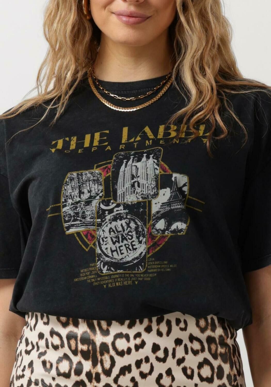 ALIX THE LABEL Dames Tops & T-shirts Ladies Knitted The Label T-shirt Zwart