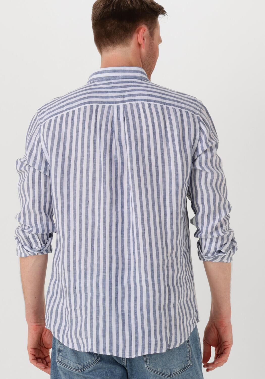 TOMMY HILFIGER Heren Overhemden Linen Essential Stripe Rf Shirt Blauw