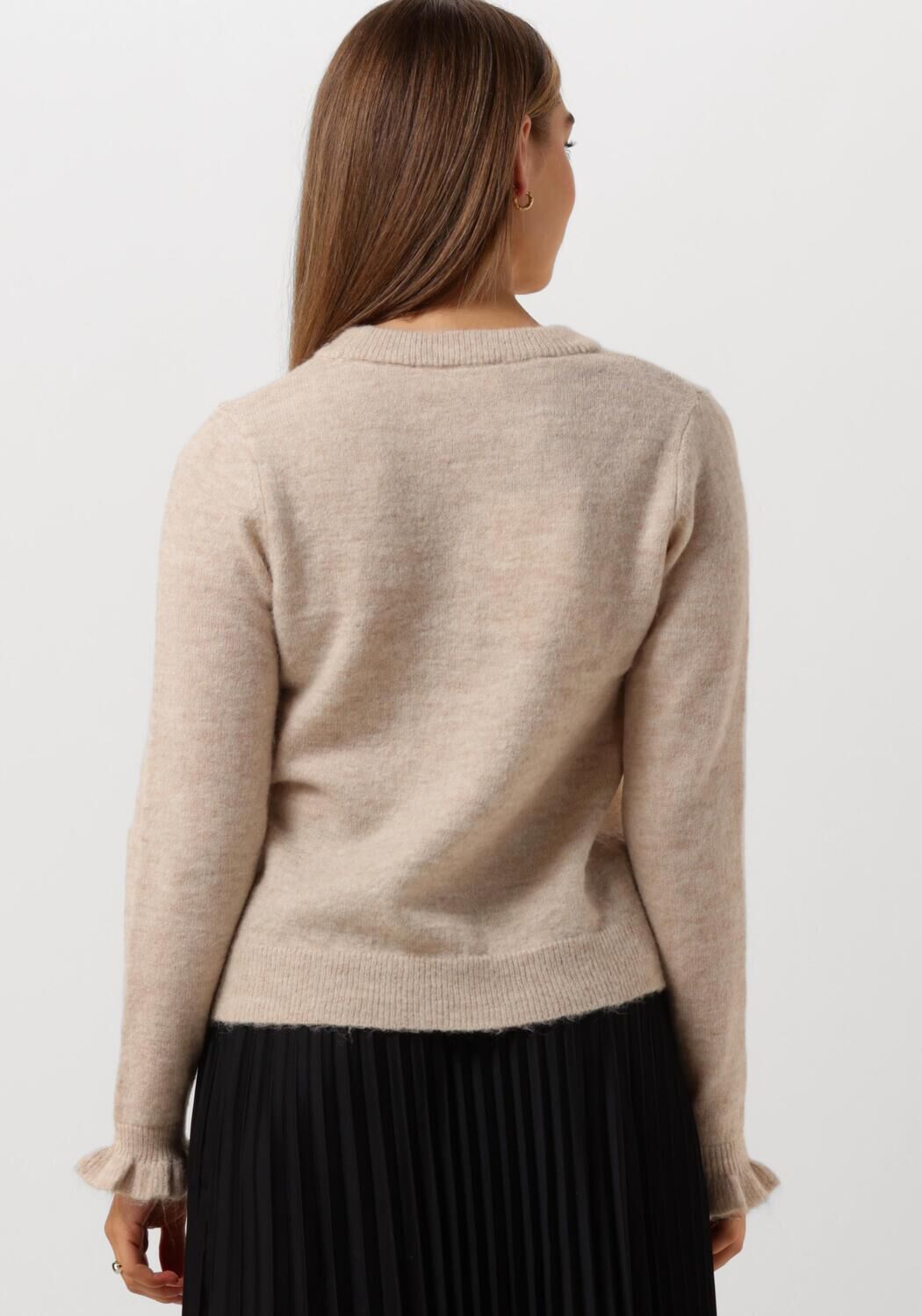 SELECTED FEMME Dames Truien & Vesten Slflulu Ls Knit Frill Cuff O-neck Beige