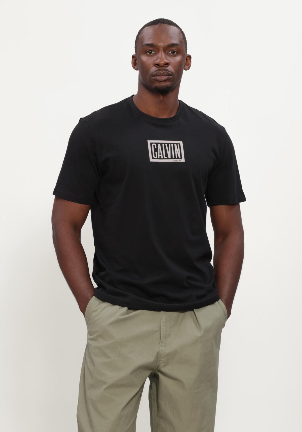 CALVIN KLEIN Heren Polo's & T-shirts Ss 30s Eu Boxed Calvin Graphic Tee Zwart