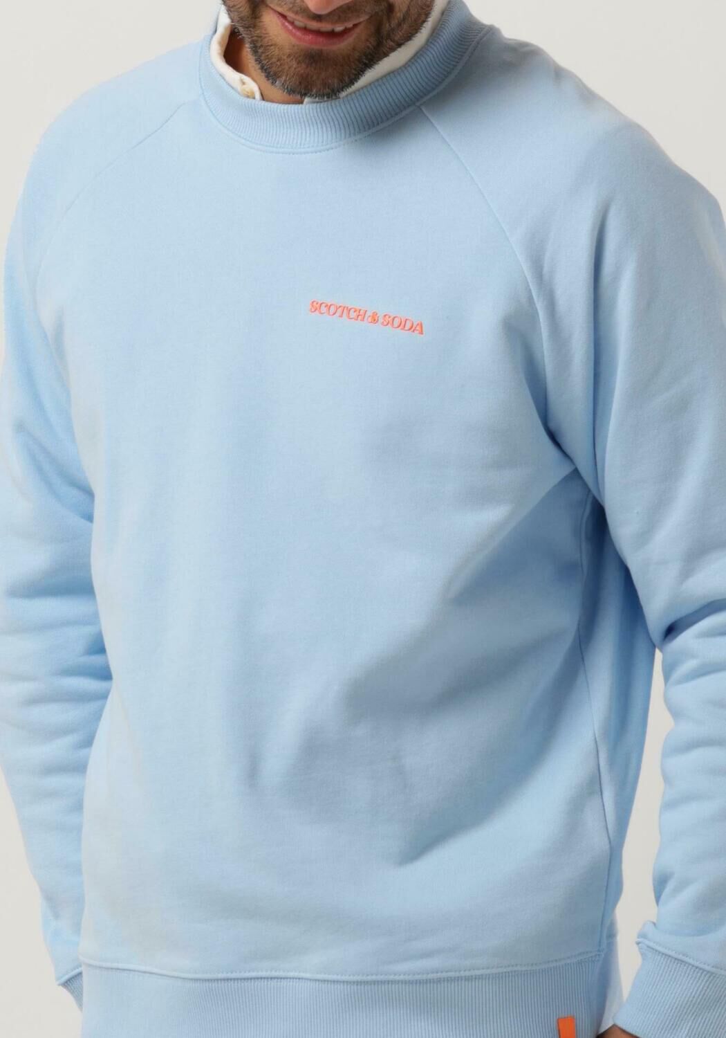 lichtblauwe scotch soda sweater unisex crewneck sweatshirt in organic cotton