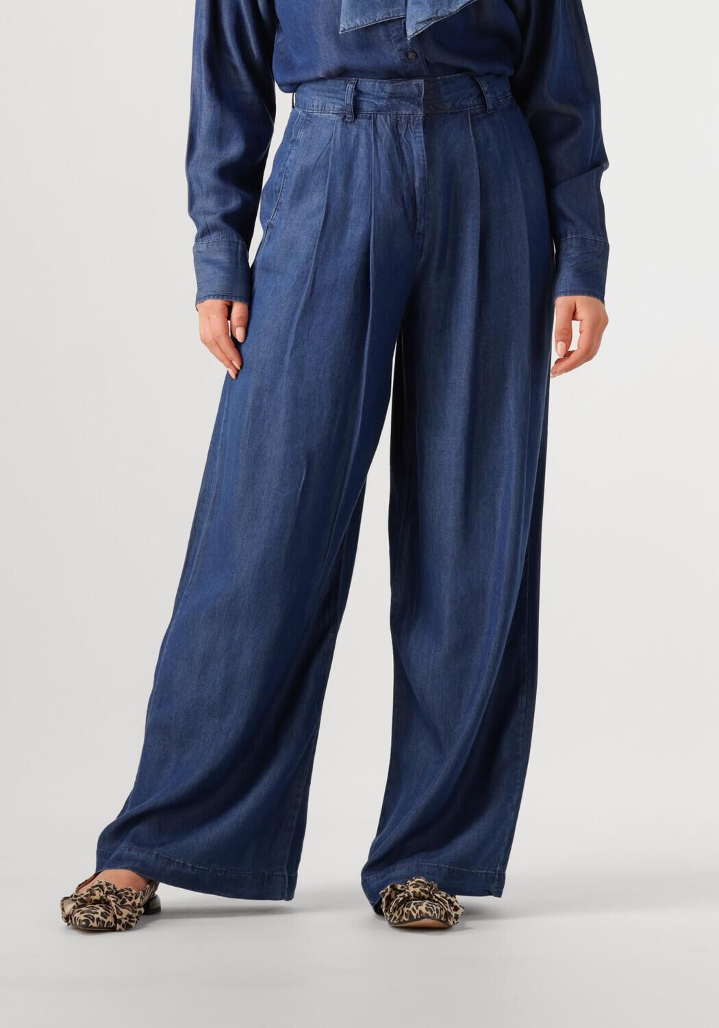 SELECTED FEMME Dames Broeken Slfjanna Hw Pleated Chambray Donkerblauw