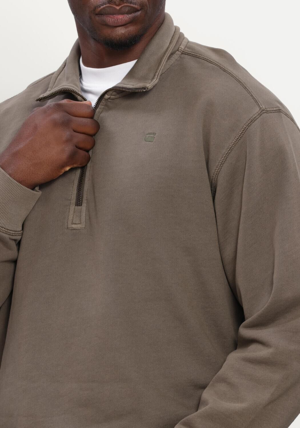 Taupe G-STAR RAW Trui UNIT WASHED HALF ZIP SW L\S - large