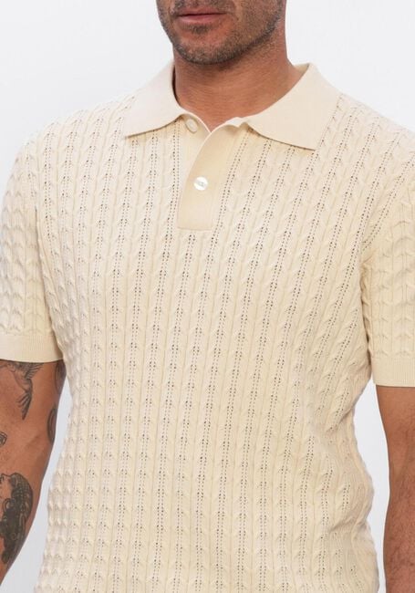 Ecru SELECTED MEN Polo SLHMATTIS SS KNIT NEW CABLE  POLO - large