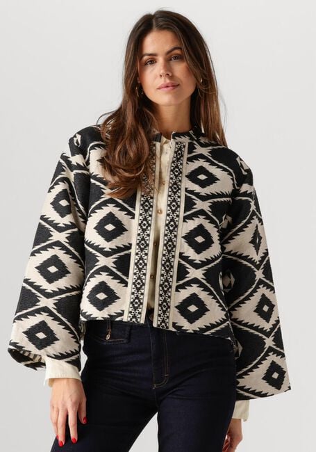 Zwarte SUMMUM Jack SHORT ROUND NECK JACKET GEO AZTEK - large