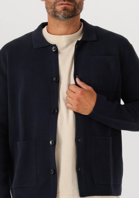 Donkerblauwe SELECTED HOMME Vest SLHMIKE LIGHT LS KNIT RELAXED POLO CARDIGAN - large