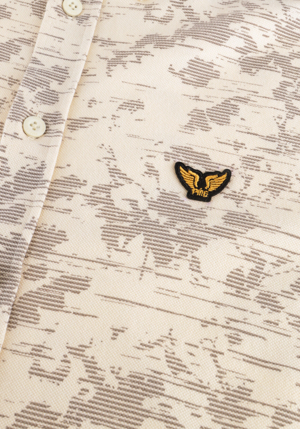 Beige PME LEGEND Casual overhemd SKYNIGHT S/S AOP DESERT FLOWER ON CTN JERSEY PIQUE - large