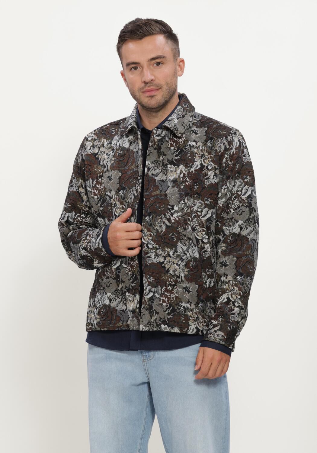 Beige LES DEUX Overshirt ROSE JACQUARD OVERSHIRT - large