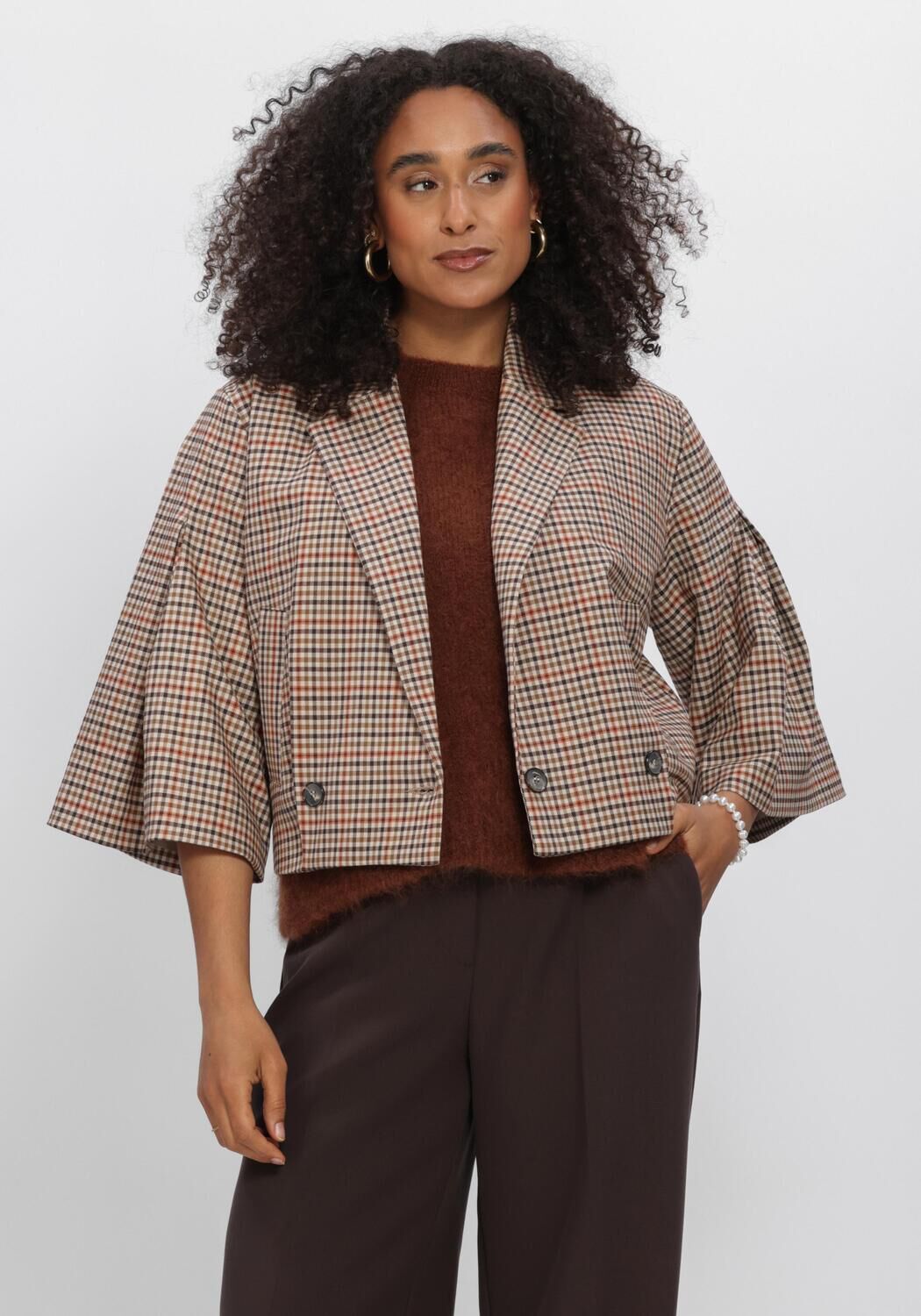 Bruine SUMMUM Jack BLAZER CHECK GOJI BERRY - large