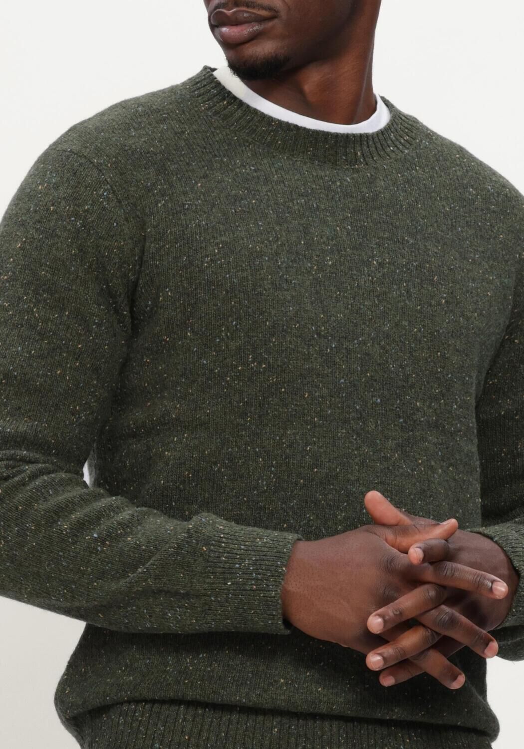 Groene SELECTED MEN Trui LMNEIL LS KNIT NEPS CREW NECK - large