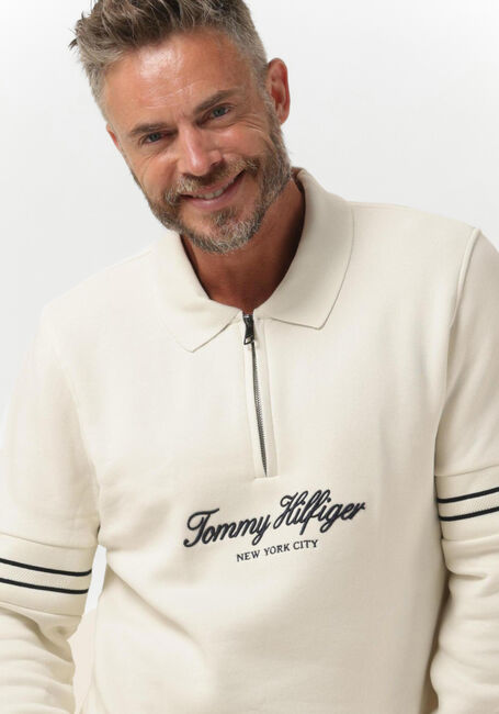 Beige TOMMY HILFIGER Trui MIXED TYPE POPOVER SWEATSHIRT - large
