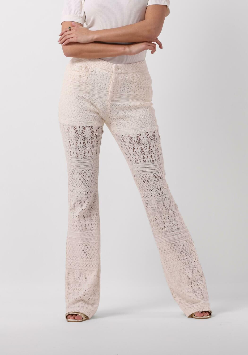 LIU JO Dames Broeken Pizzo Macrame Tp Pants Creme