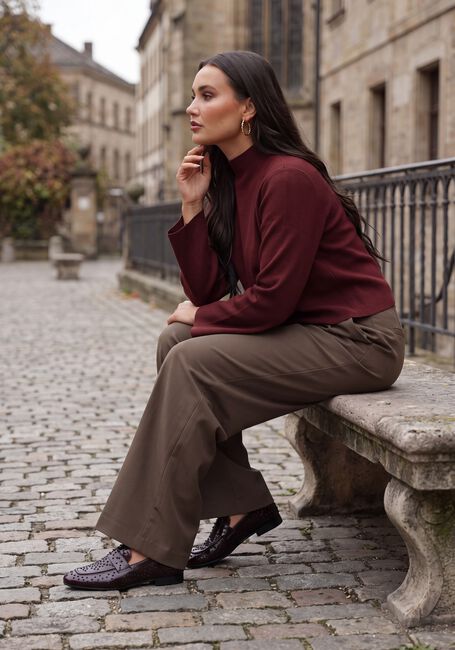 Khaki NEO NOIR Wijde broek ZOBA CREPE PANTS - large