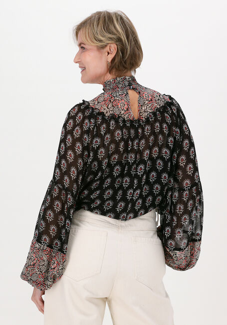 Zwarte SUMMUM Top TOP HIGH NECK ORNAMENT VISCOSE - large