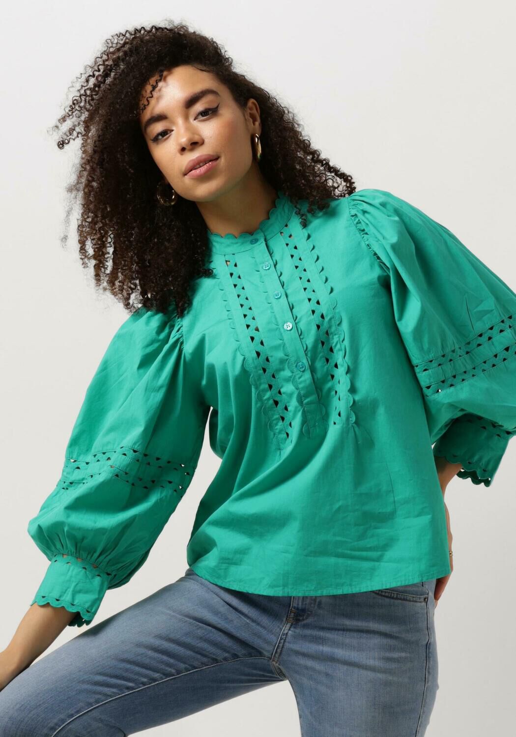 ANTIK BATIK Dames Blouses Rodo Blouse Turquoise