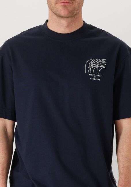 Donkerblauwe SELECTED HOMME T-shirt SLHRELAXJAY LICENSE SS O-NECK TEE - large