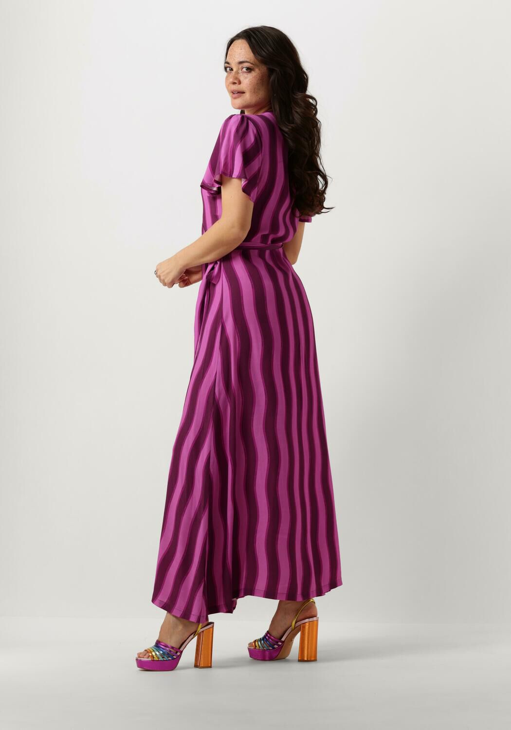 COLOURFUL REBEL Dames Jurken Ava Stripes Real Wrap Maxi Dress Paars