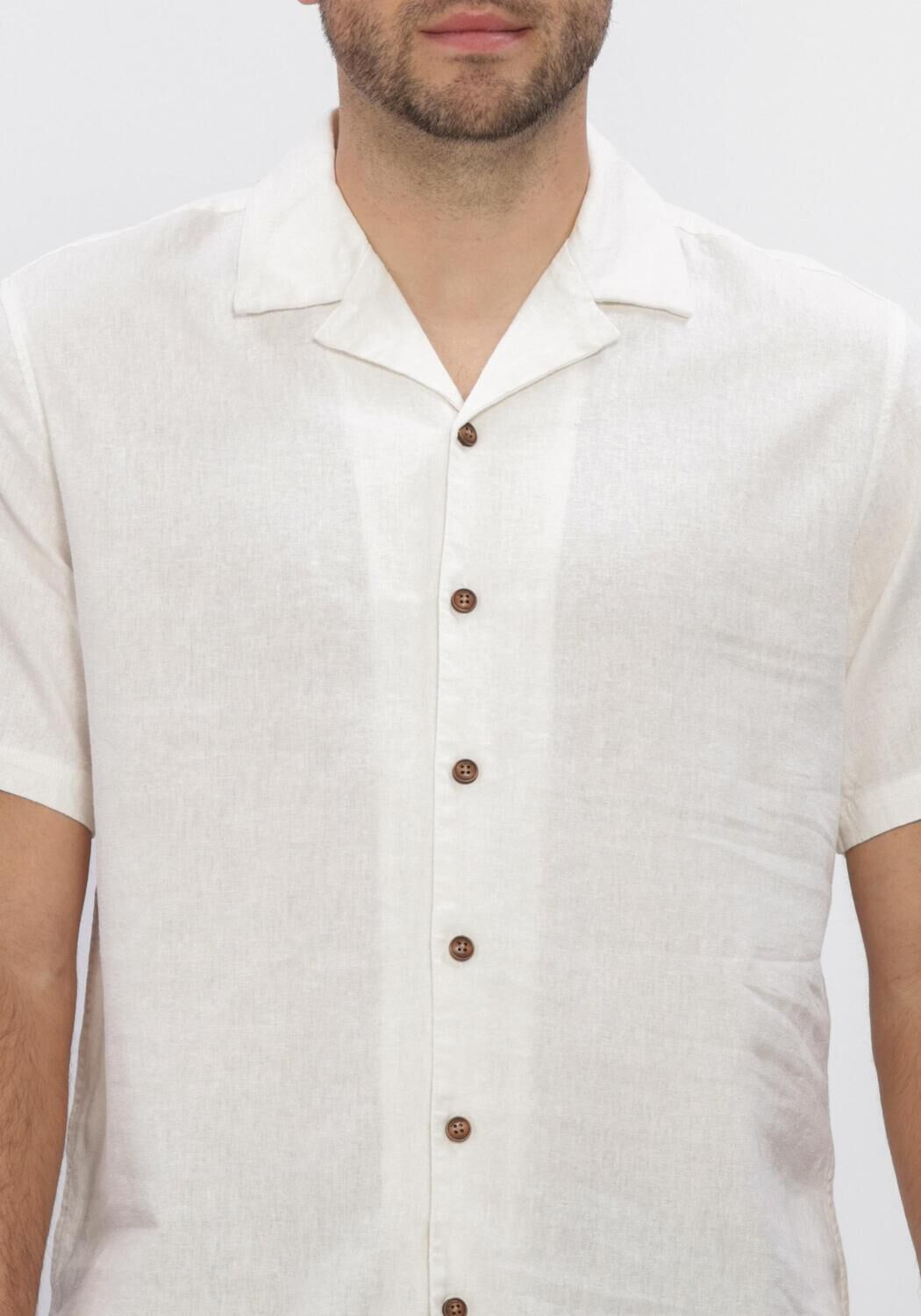 Ecru ANERKJENDT Casual overhemd AKLEO COT-LINNEN-VIS S/S SHIRT - large