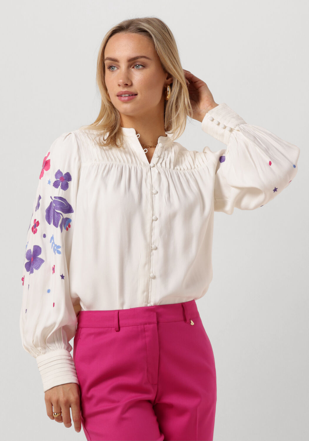 Fabienne Chapot gebloemde blouse Harry offwhite paars