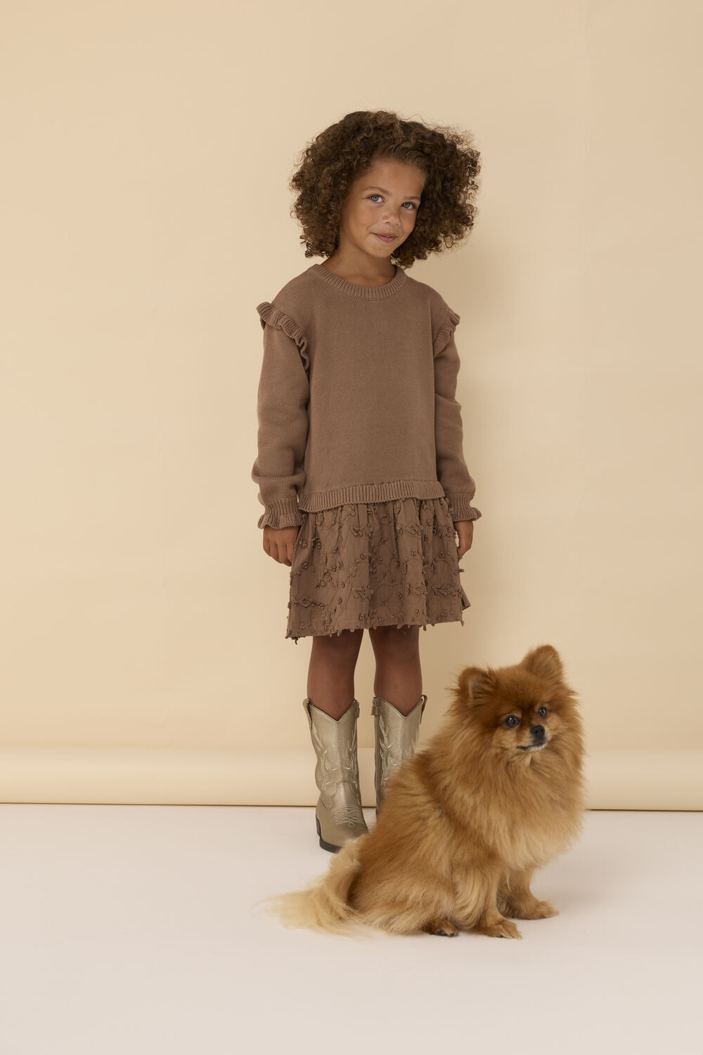 Bruine TON & TON Mini jurk TESS - large