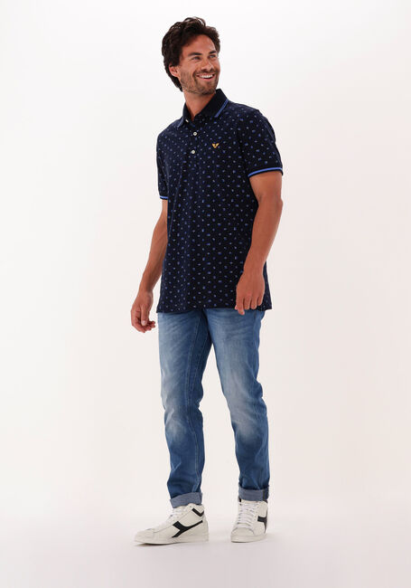 Donkerblauwe PME LEGEND Polo SHORT SLEEVE POLO FINE PIQUE ALL OVER PRINT - large