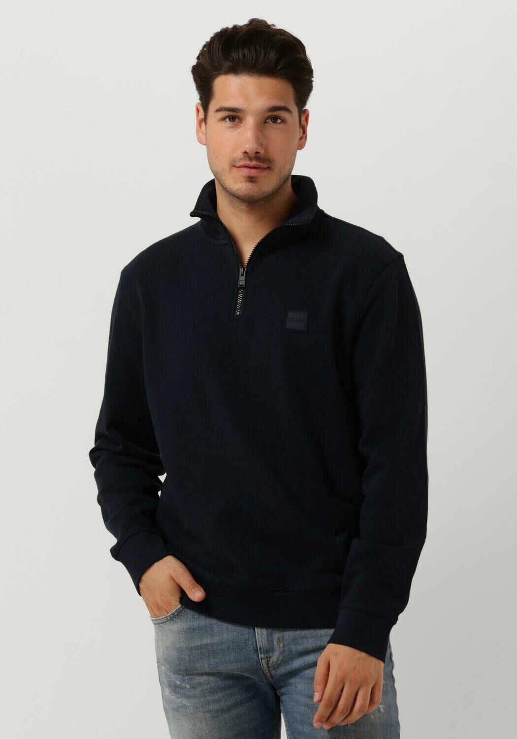 donkerblauwe boss sweater zetrust