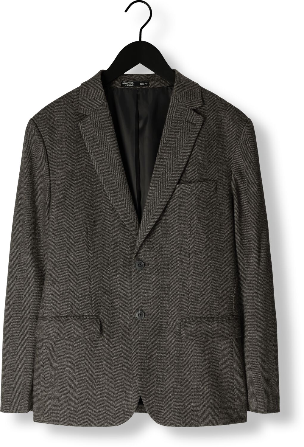 SELECTED HOMME Heren Colberts Slhslim-reed Wool Blz Grijs