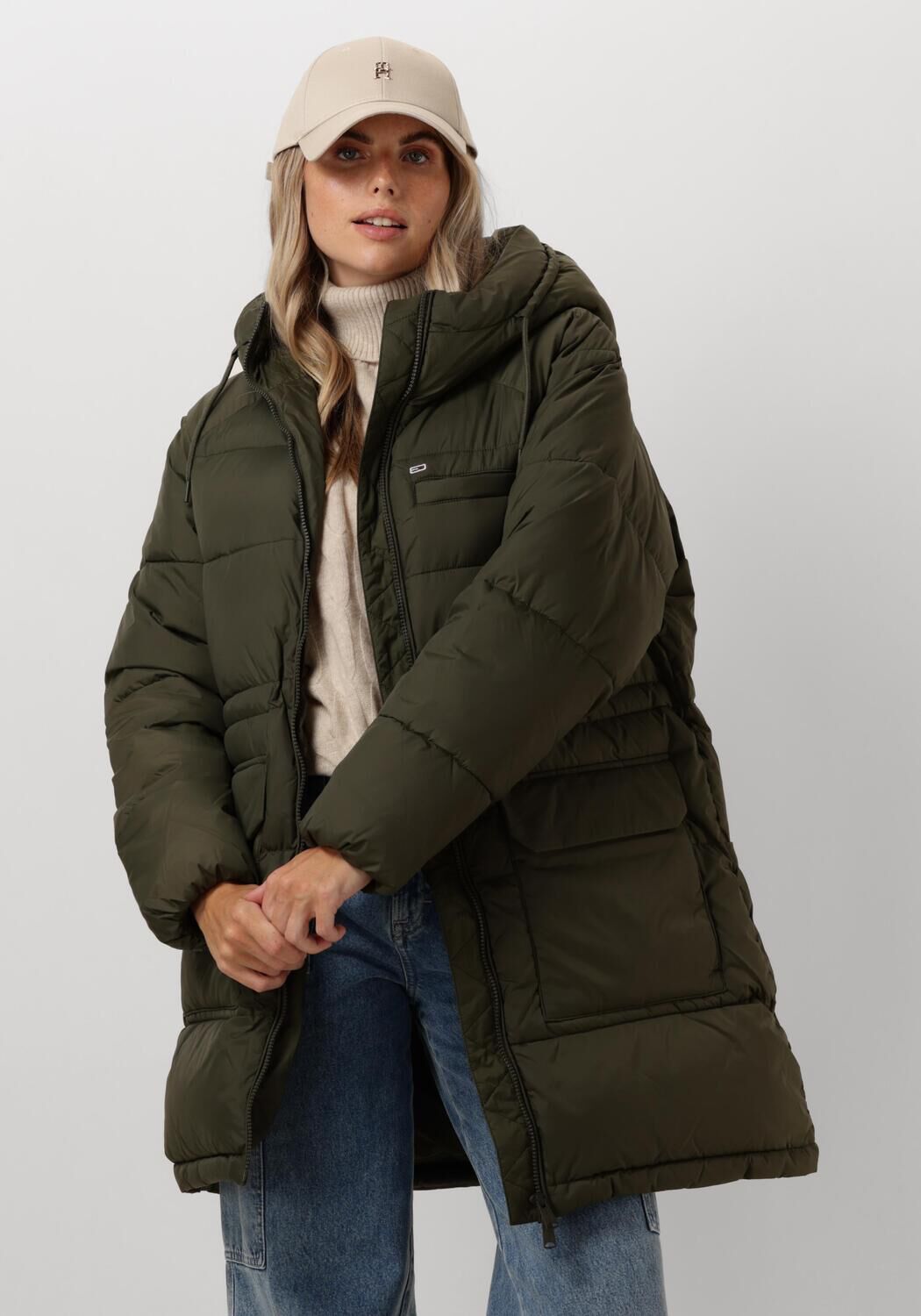 TOMMY JEANS Dames Jassen Tjw Midi Vail Puffer Groen