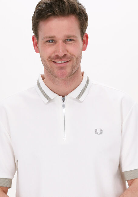 Gebroken wit FRED PERRY Polo ZIP NECK POLO SHIRT - large