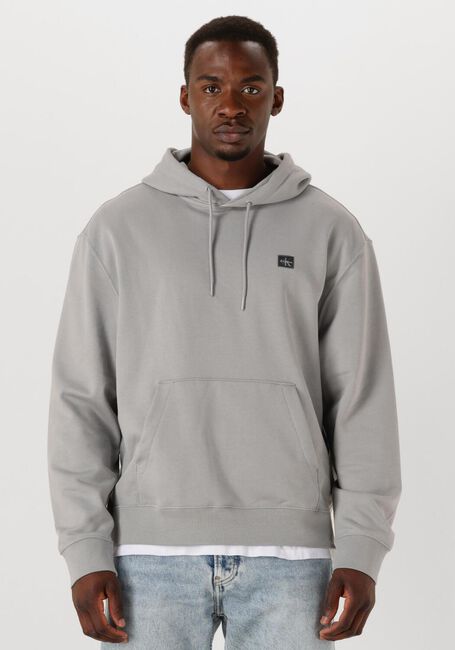 Grijze CALVIN KLEIN Sweater LS EU BADGE 350 TERRY HOODIE - large