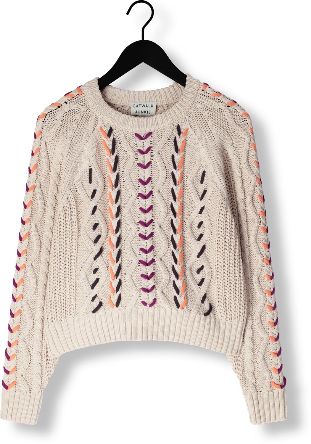 CATWALK JUNKIE Dames Truien & Vesten Multi Color Cable Knit Ecru
