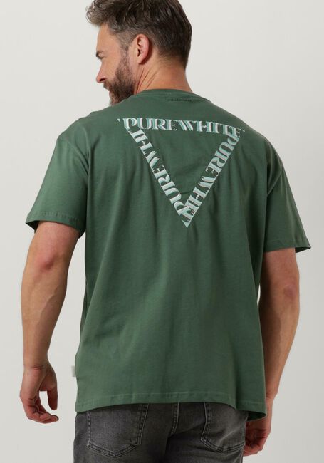 Donkergroene PUREWHITE T-shirt TSHIRT WITH SMALL LOGO AT SIDE AND BIG BACK EMBROIDERY - large