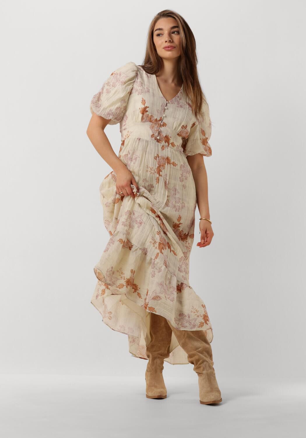 NEO NOIR Luchtige Bloemen Maxi Jurk Creme Multicolor Dames Kledingwinkel