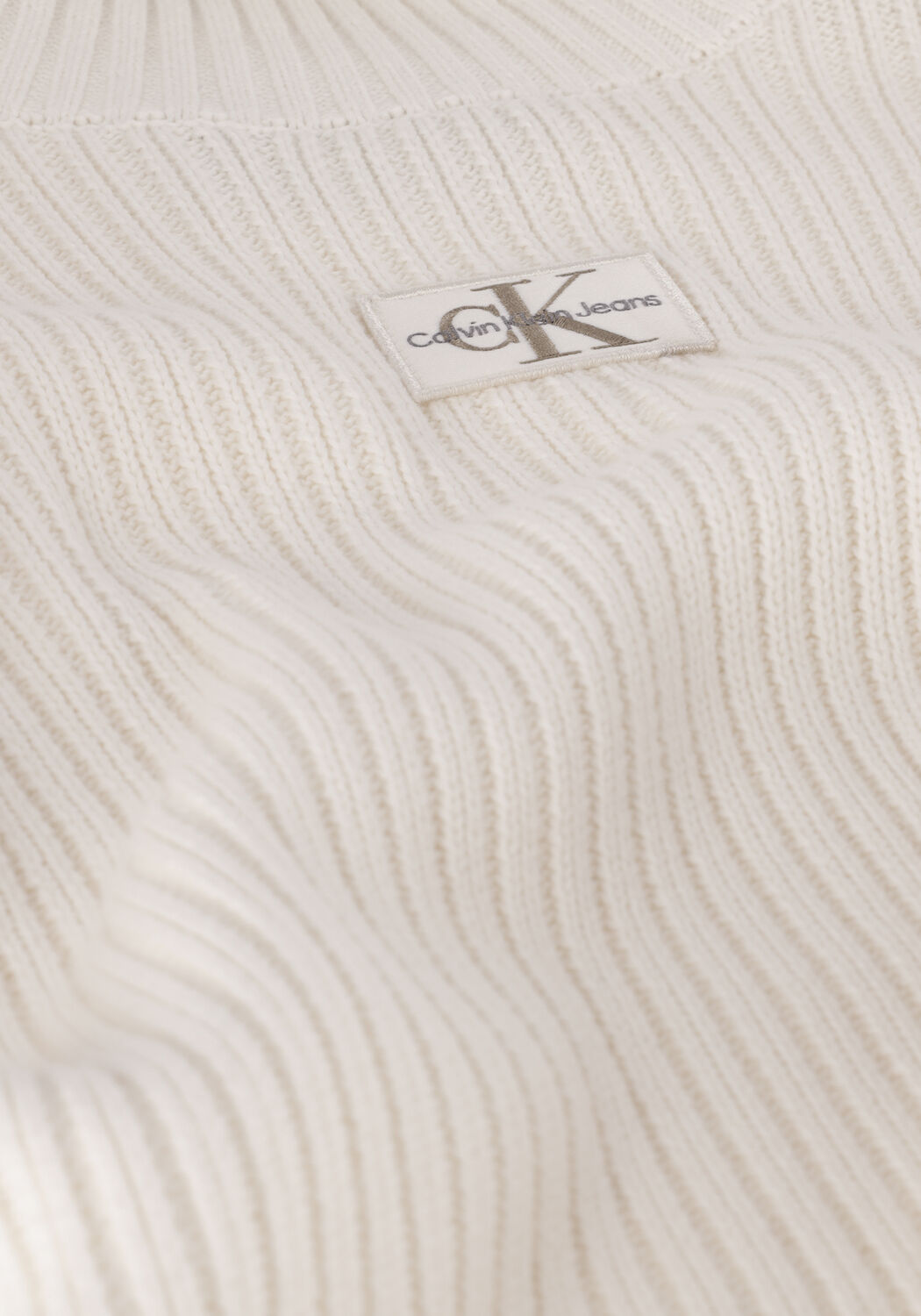 Gebroken wit CALVIN KLEIN Mini jurk BADGE LOOSE SWEATER DRESS - large