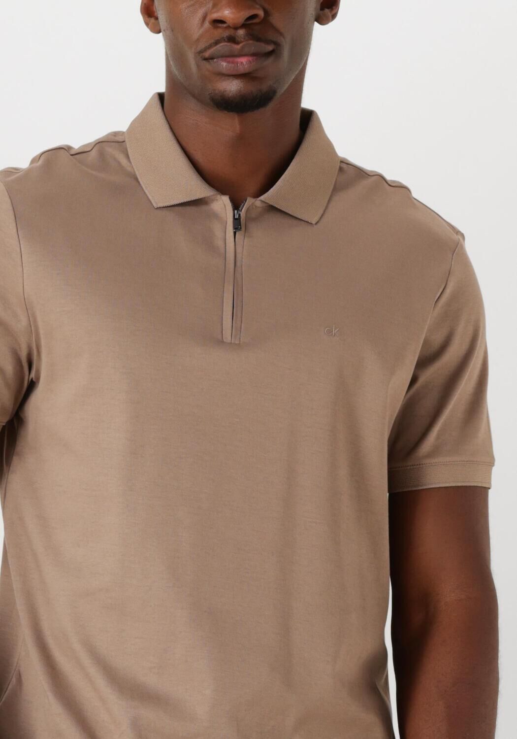 CALVIN KLEIN Heren Polo's & T-shirts Liquid Touch Welt Zip Polo Bruin