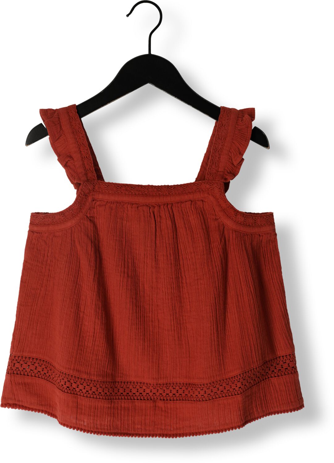 SCOTCH & SODA Meisjes Tops & T-shirts Lace Detail Crinkle Cotton Tank Bruin