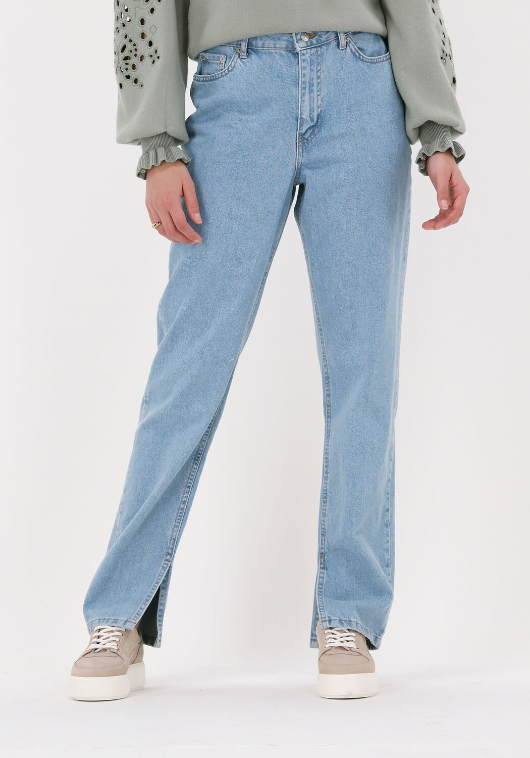 Lichtblauwe NA KD Mom jeans HIGH WAIST SIDE SLIT DENIM Omoda