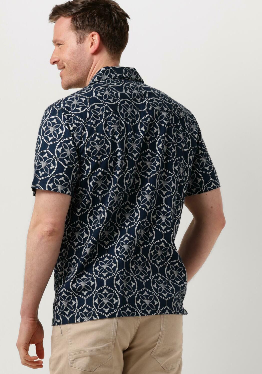 PURE PATH Heren Overhemden Shortsleeve With All-over-print Donkerblauw