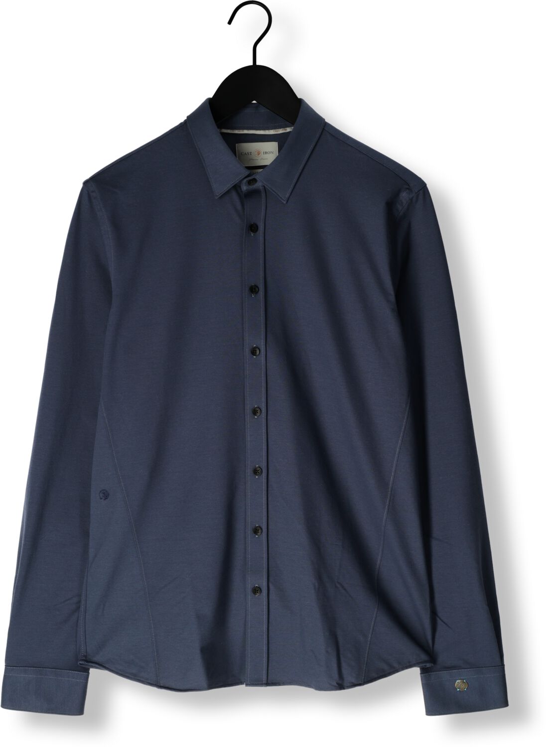 CAST IRON Heren Overhemden Long Sleeve Shirt Twill Jersey 2 Tone Donkerblauw