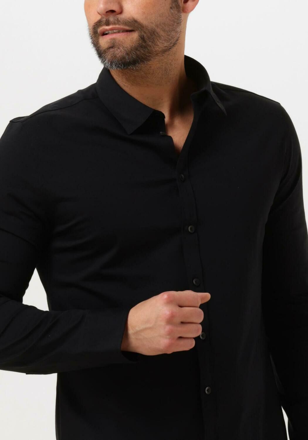 PURE PATH Heren Overhemden Jersey Basis Shirt Zwart